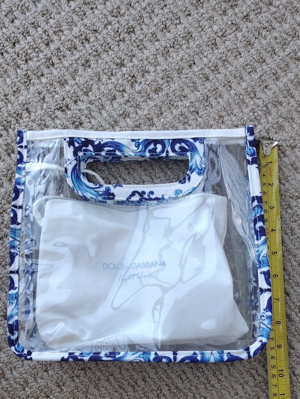 Dolce & Gabbana White Clear Bag with Blue Floral Trim - Picture 7 of 16